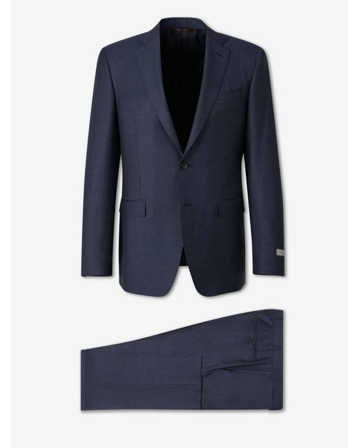 Canali Blue Straight Wool Suit for men