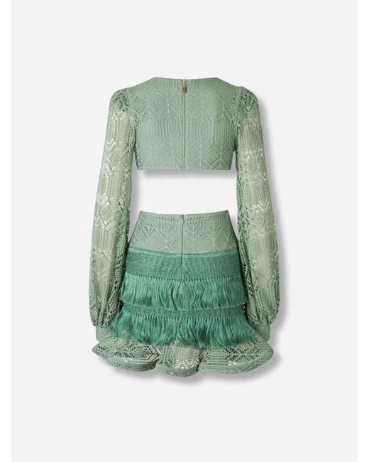 patbo green fringe dress PatBO Fringe Minidress