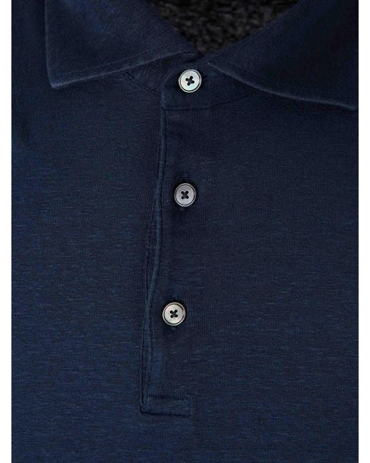 Santa Eulalia Blue Linen Knit Polo Shirt for men
