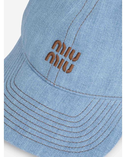 Miu Miu Blue Denim Logo Cap