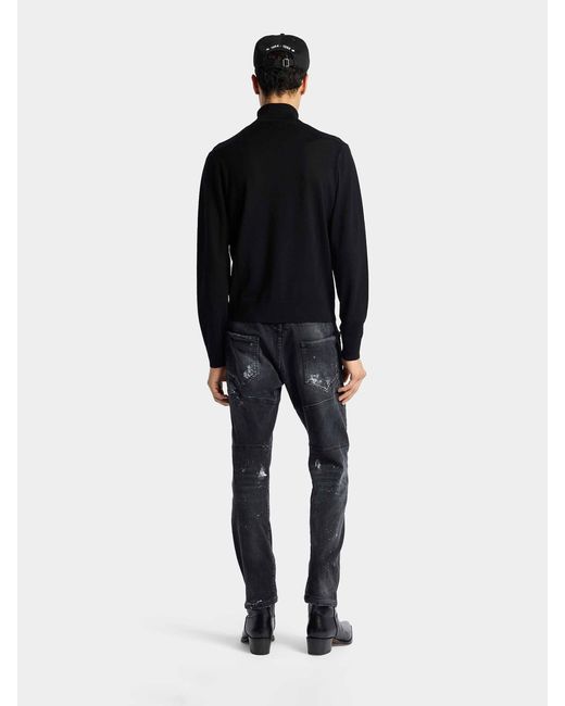 DSquared² Blue Straight Jeans Paint Effect for men