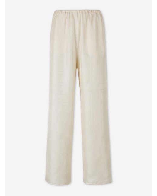 Totême White Monogram Wide Leg Trousers