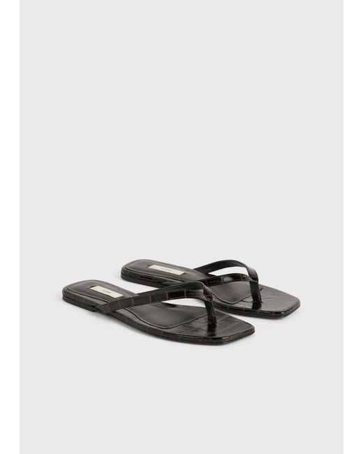 Totême White Croco-Embossed Flip Flops