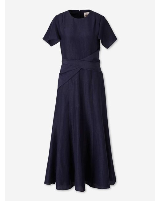 Roland Mouret Blue Draped Midi Dress