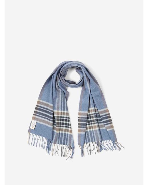 Santa Eulalia Blue Cashmere Checked Scarf for men