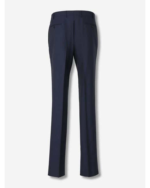 Canali Blue Wool Formal Trousers for men