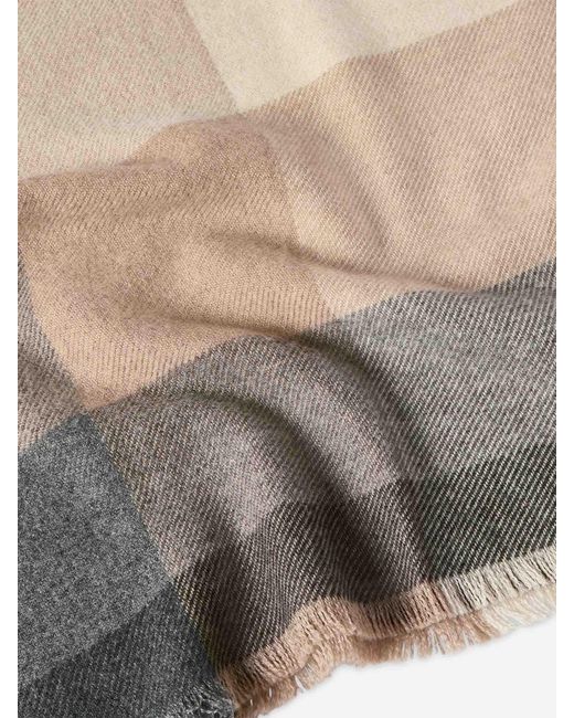 Brunello Cucinelli Gray Checkered Wool Cashmere Scarf for men