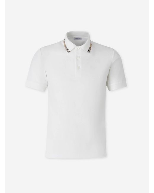Burberry White Short-Sleeve Polo Shirt for men