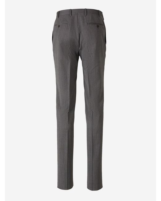 Canali Gray Striped Wool Trousers for men