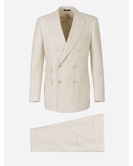 Tom Ford White Plain Wool Suit for men