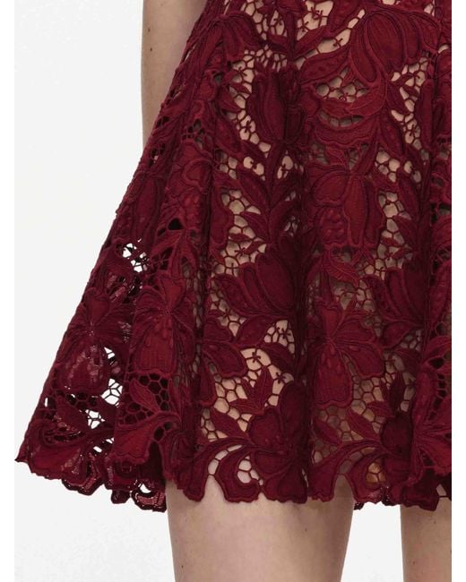 Self-Portrait Red Lace Mini Dress