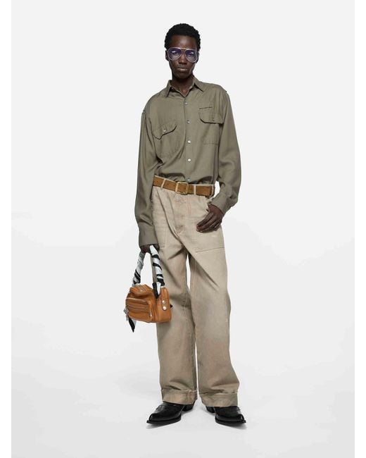 Acne Green Oversized Logo Shirt for men