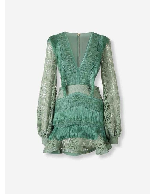 PATBO Mini Fringe Dress in Green | Lyst