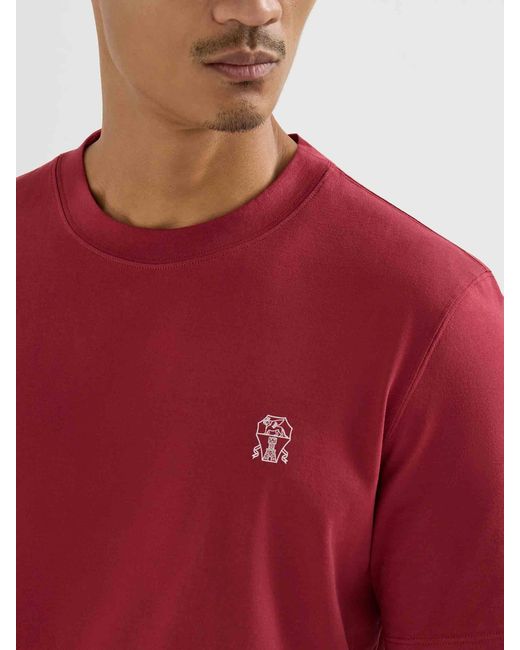 Brunello Cucinelli Red Short Sleeve T-Shirt for men