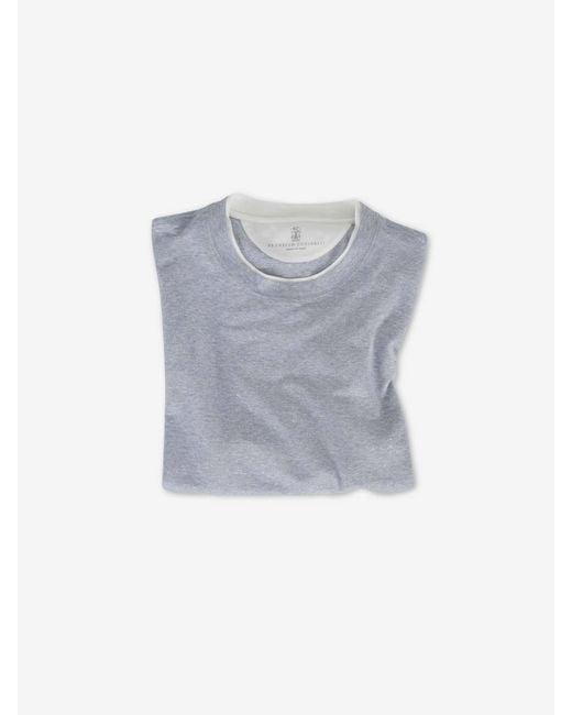 Brunello Cucinelli Blue Round Neck T-Shirt for men