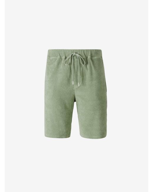 Fedeli Green Cotton Terry Bermuda Shorts for men