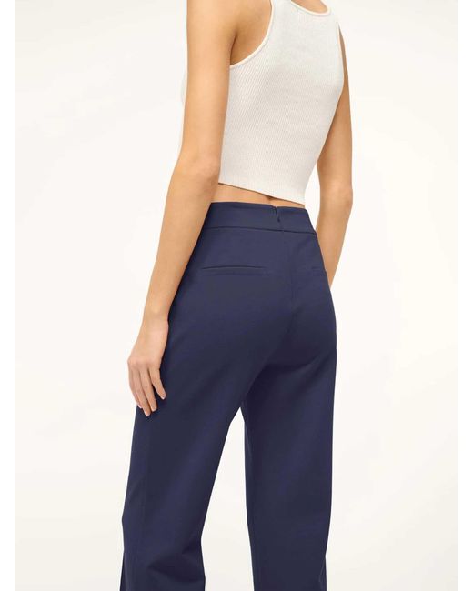 Staud Blue Wide Leg Knit Trousers