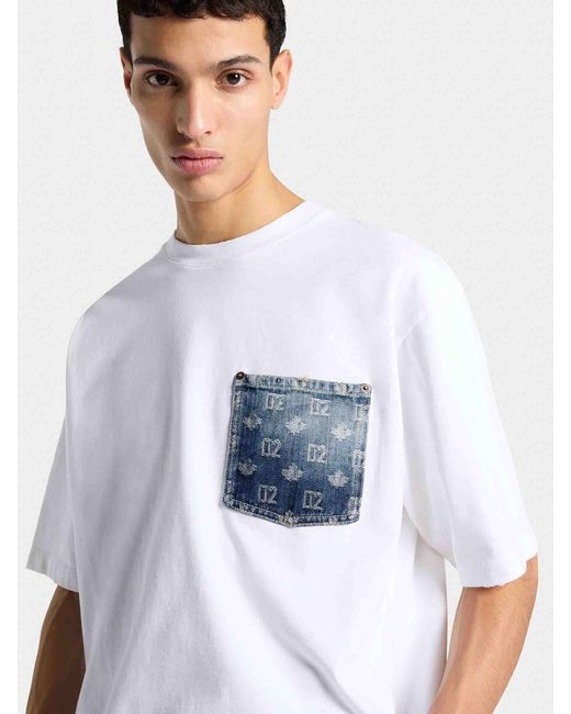 DSquared² White Monogram Short Sleeve T-Shirt for men