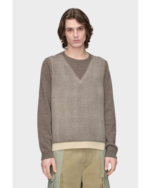 Maison Margiela Gray Crew Neck Sweater for men