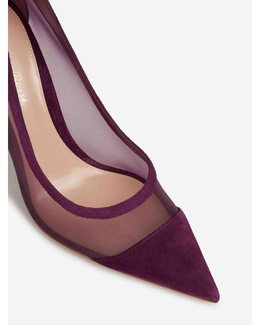 Gianvito Rossi Purple Suede Mesh Pumps