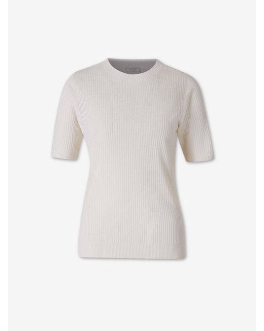 Peserico White Satin Ribbed T-Shirt