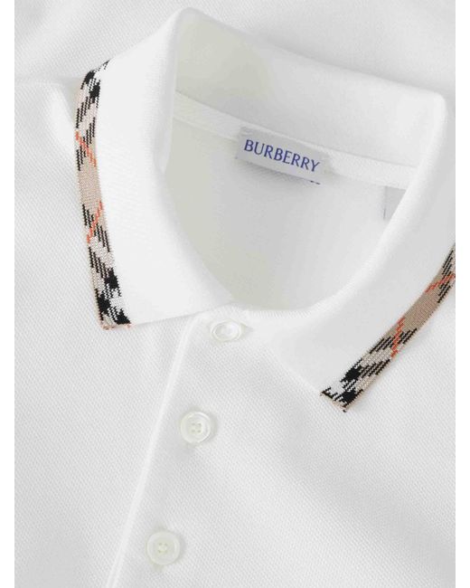 Burberry White Short-Sleeve Polo Shirt for men