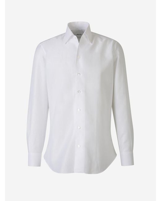 Camisa Fil A Fil Lino Fray de hombre de color White