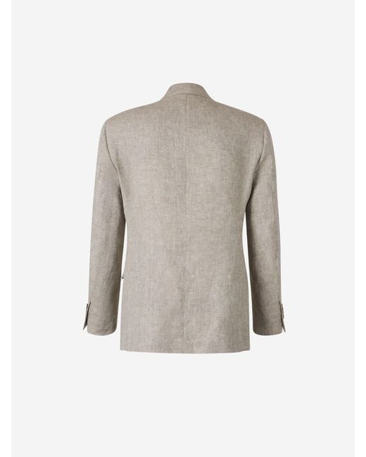 Santa Eulalia Gray Plain Linen Suit for men