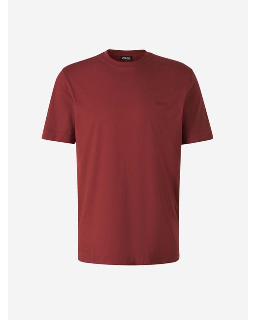 T-Shirt Semplice Con Logo di Zegna in Red da Uomo