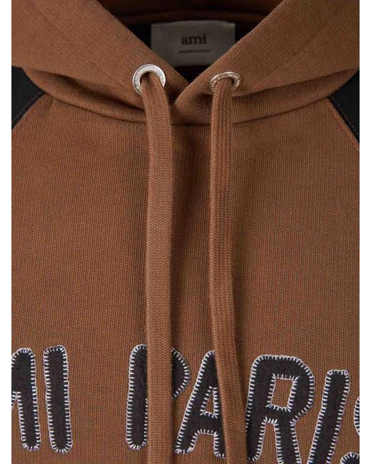 AMI Brown Sudadera Capucha Logo for men