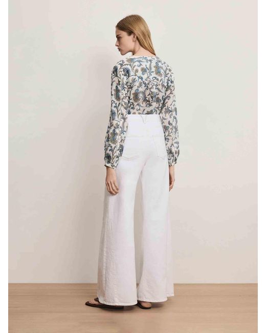 Veronica Beard White Wide Flared Jeans