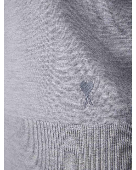 AMI Blue High Neck Sweater