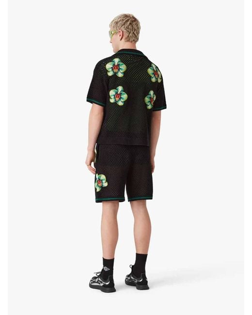 Casablanca Black Floral Knit Shirt for men