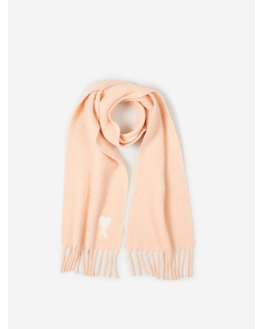 Sciarpa Logo Lana di AMI in Pink da Uomo