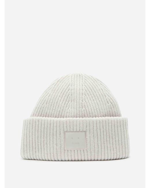 Acne White Wool Knit Hat for men