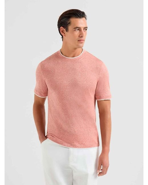 Brunello Cucinelli Pink Round Neck T-Shirt for men