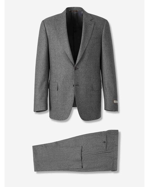 Canali Gray Straight Wool Suit for men