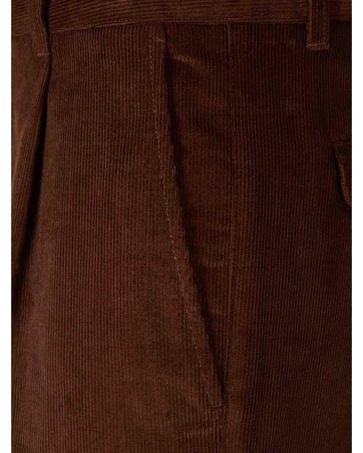 AMI Brown Wide Corduroy Trousers for men
