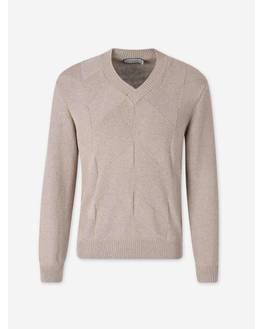 Canali Brown V-Neck Sweater for men