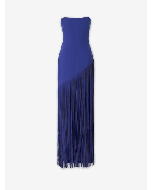 Marmar Halim Blue Fringe Midi Dress