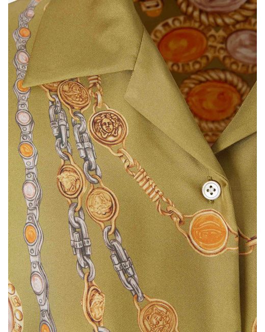 Versace Yellow Printed Silk Shirt