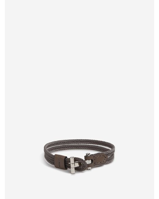 Tom Ford White Braided Logo Bracelet for men