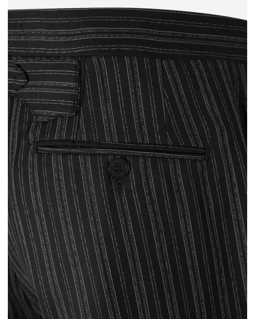 Santa Eulalia Black Formal Striped Wool Trousers for men