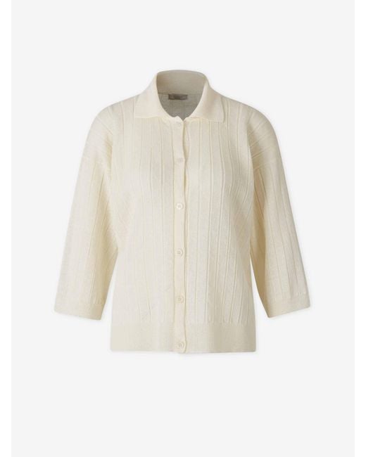 Peserico White Ribbed Knit Shirt