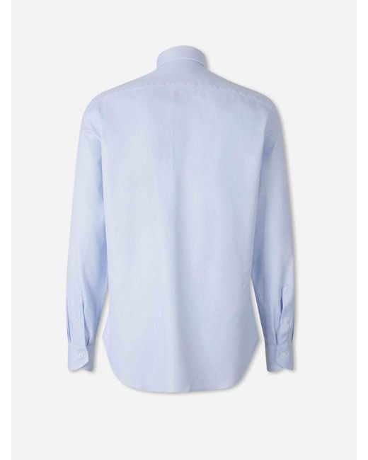 Camisa Micro Estampado Algodón Canali de hombre de color Blue