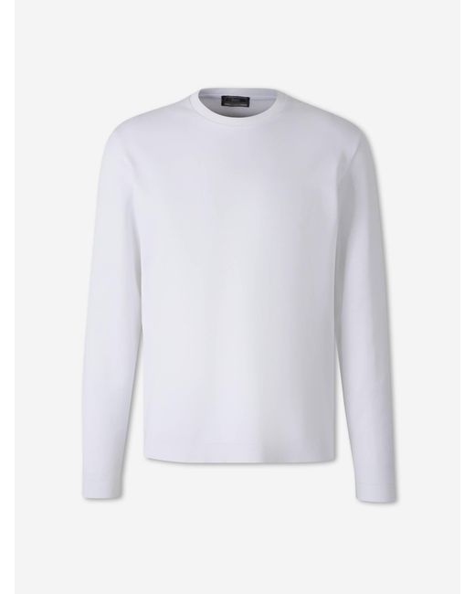 Pull Fin À Col Rond Herno pour homme en coloris White