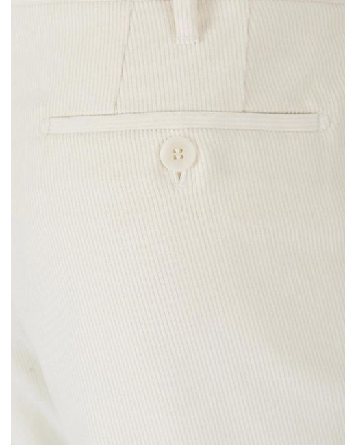 Santa Eulalia White Corduroy Pleated Trousers for men