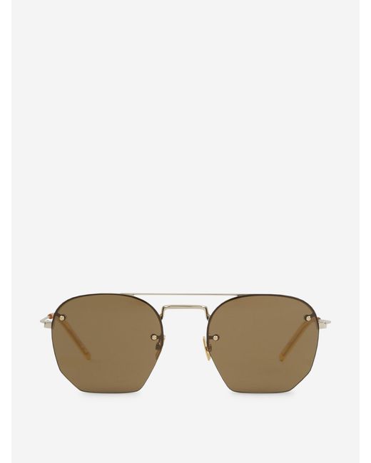 Occhiali Da Sole Rotondi di Saint Laurent in Metallic da Uomo