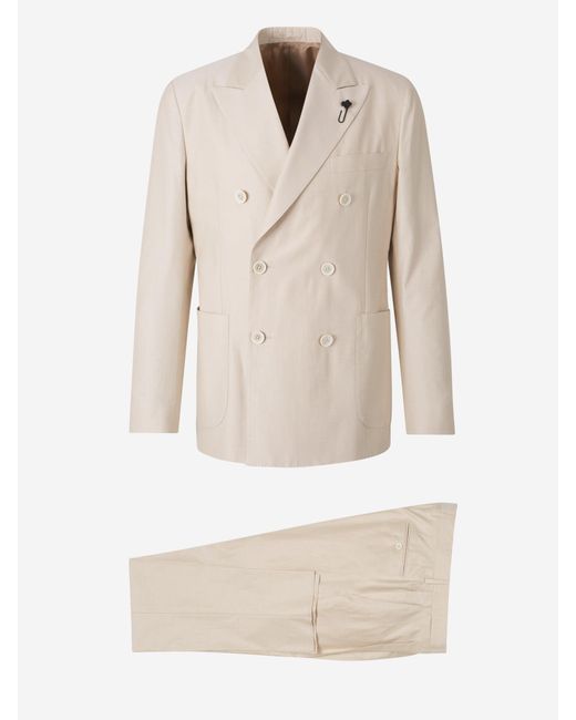Lardini Natural Plain Cotton Suit for men
