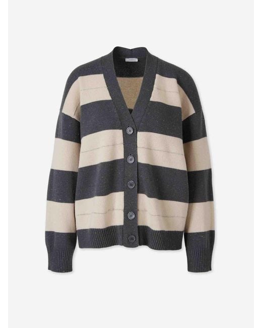 Peserico Black Ribbed Knit Cardigan